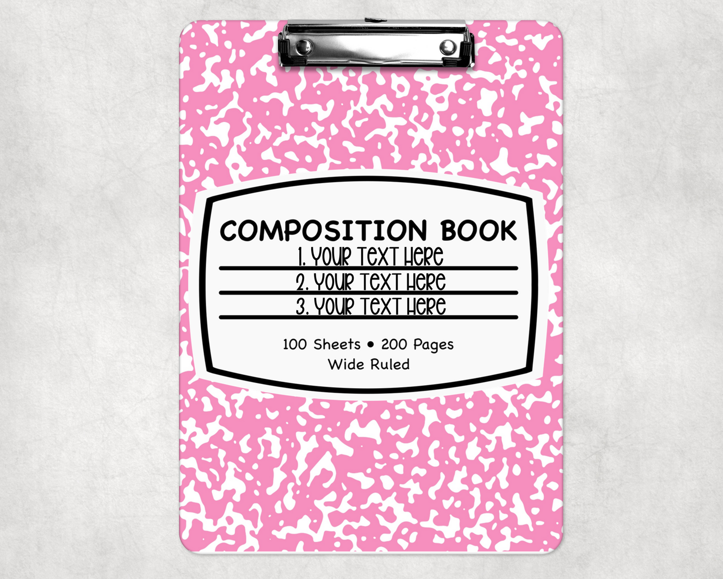 Pink Composition Notebook Clipboard
