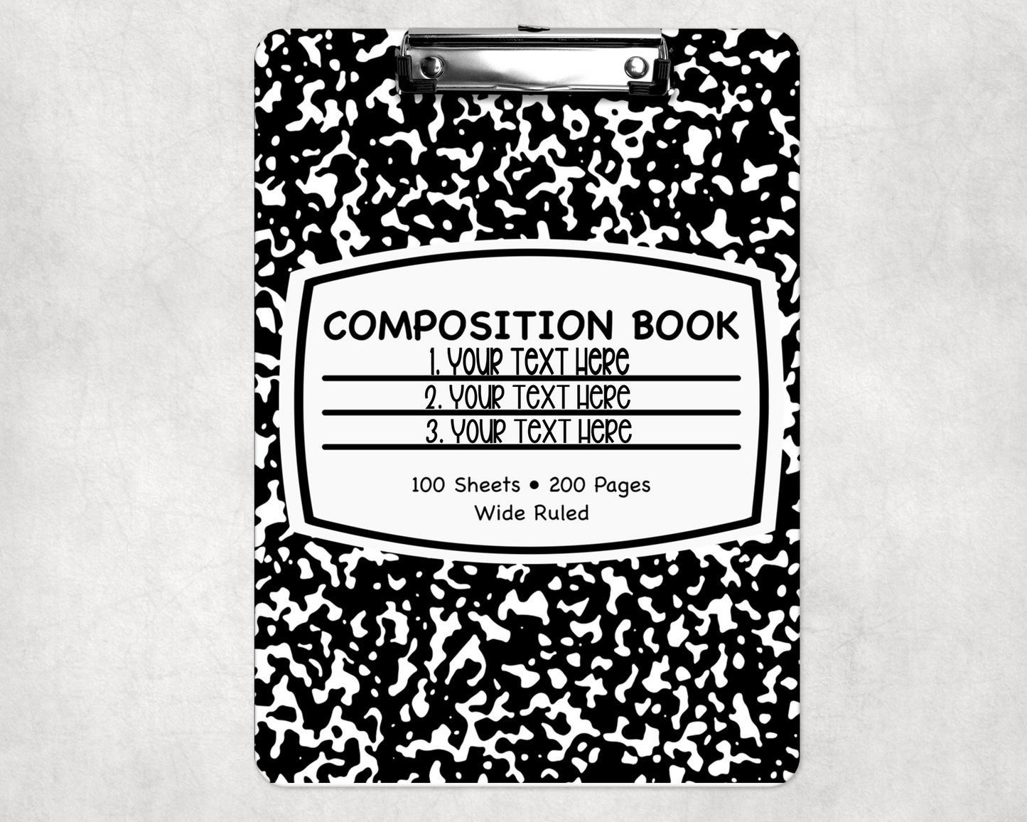 Black Composition Notebook Clipboard