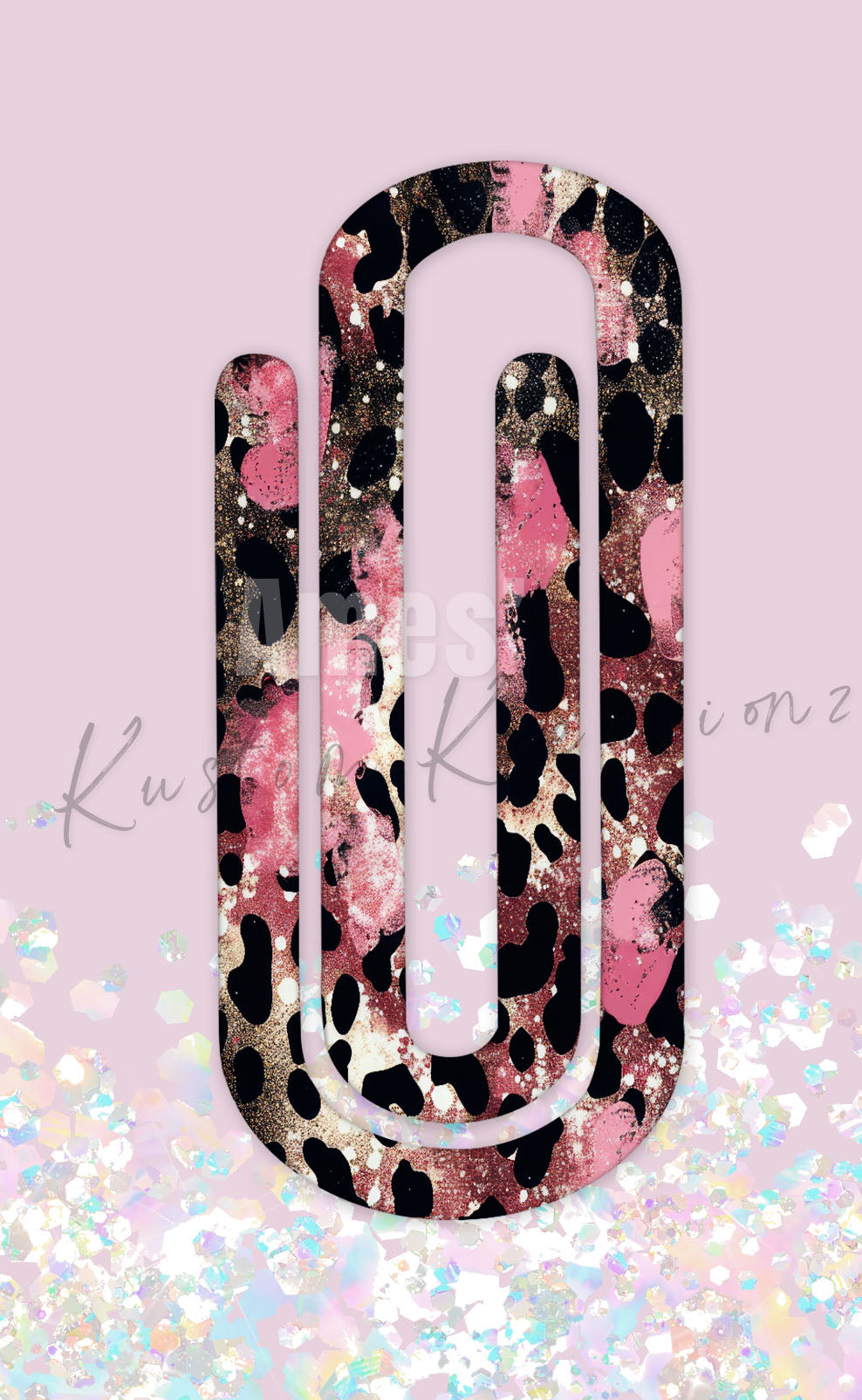 Blush Leopard Acrylic Jumbo Paperclip Bookmark