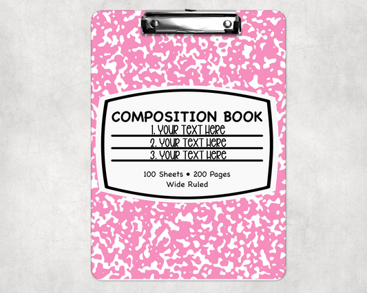 Pink Composition Notebook  Clipboard