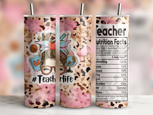 #Teacher Life Nutrition Facts Tumbler