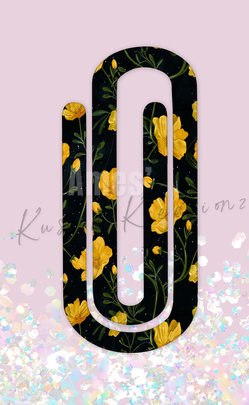 Golden Flowers Acrylic Jumbo Paperclip Bookmark